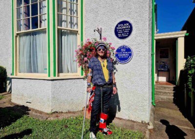 Johnny Depp outside The Dylan Thomas Birthplace