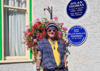 Johnny Depp outside The Dylan Thomas Birthplace