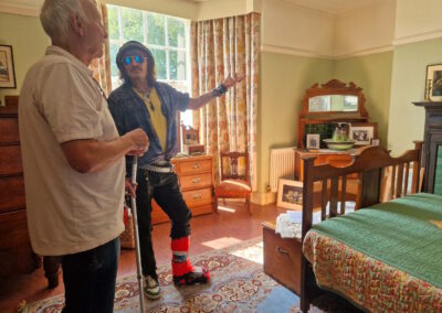 Johnny Depp and Geoff in the front bedroom where Dylan was born